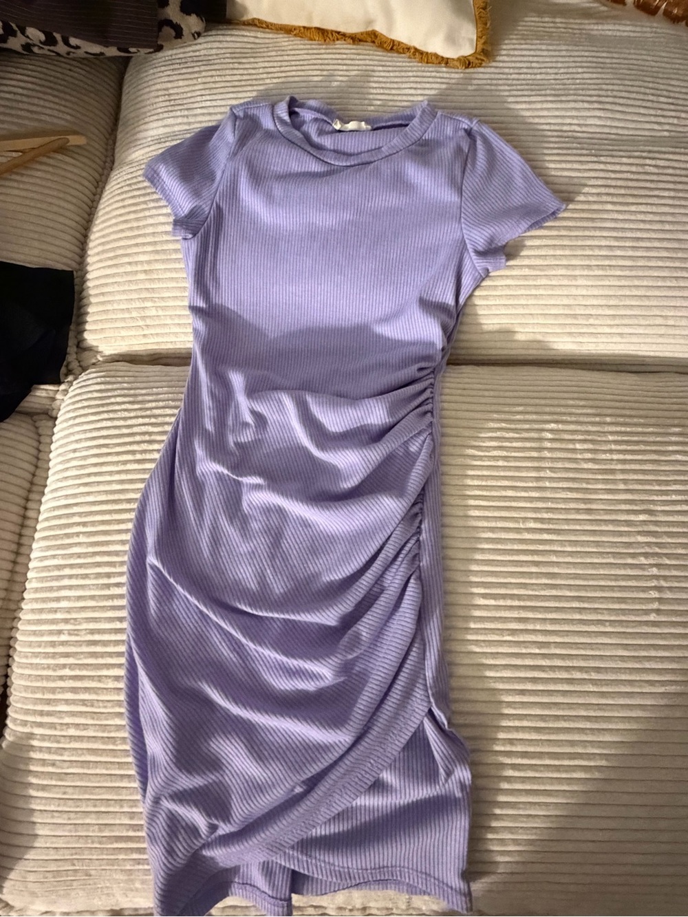 Altar'd State Lilac Ruched Side Midi Dress